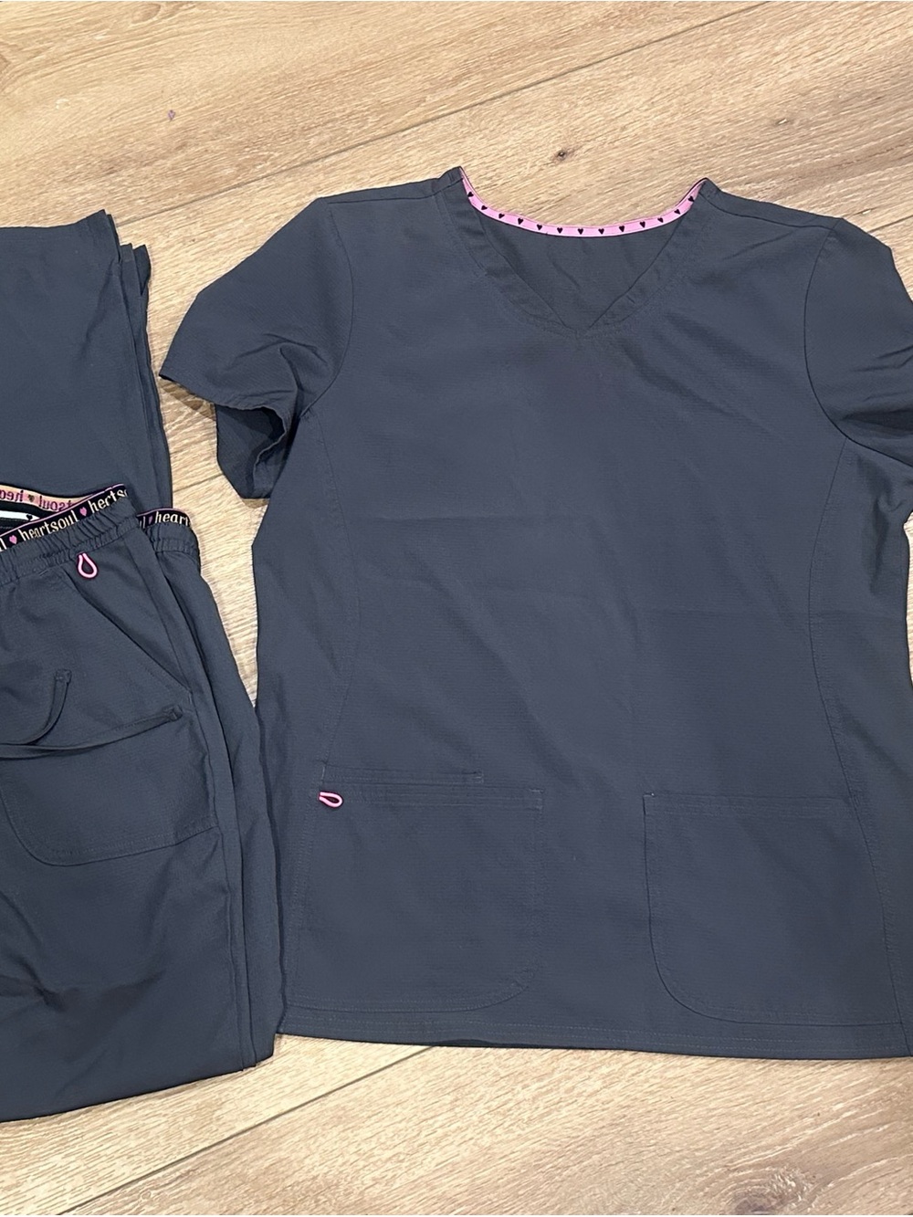 Womens Gray Heartsoul Scrub Set